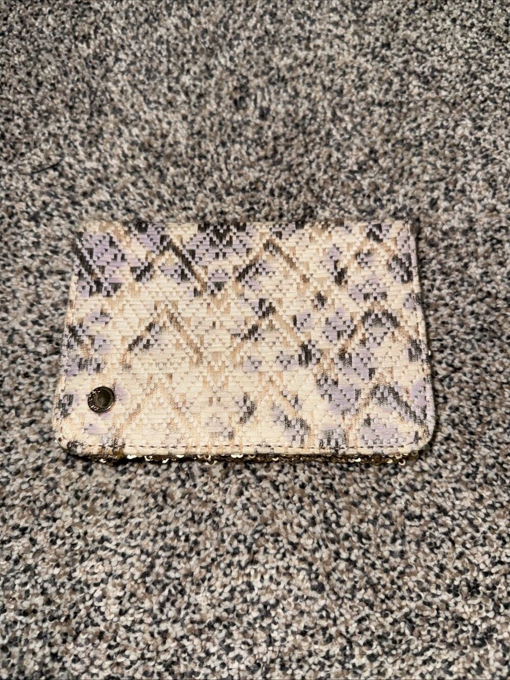 Deux Lux Passport Holder Case Travel Wallet Tweed Designer Gold Glitter Sequin